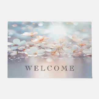 Paillasson Poche blanche mat de porte florale