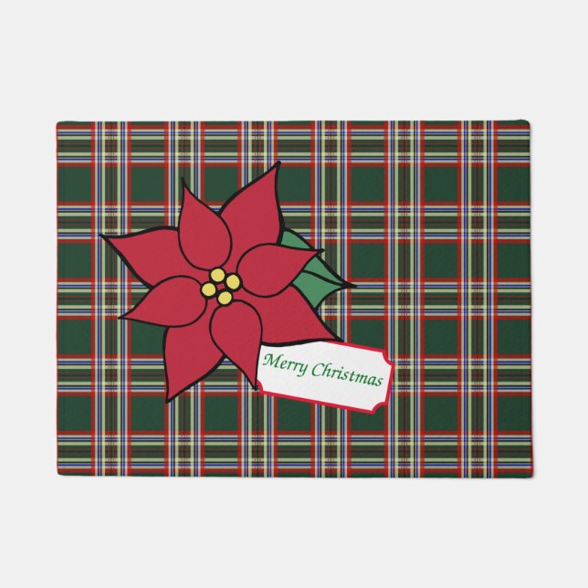 Paillasson Poinsettia Doormat de Noël Plaid (Devant)