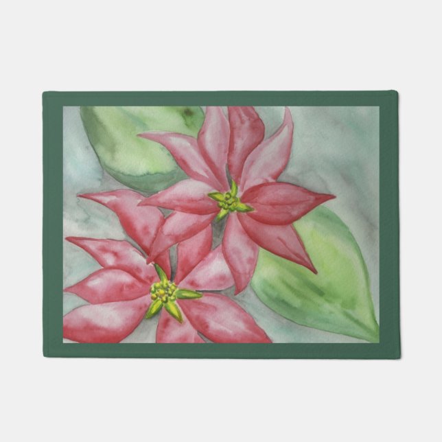 Paillasson Poinsettias de Noël rétro (Devant)