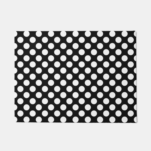 Paillasson Point de polka noir et blanc (Devant)