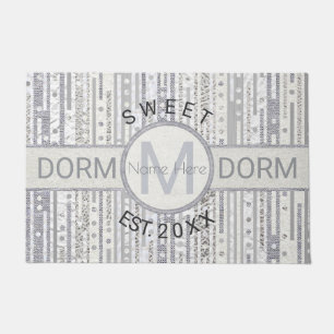 Paillasson Points Argent Blanc Funny Dorm Sweet Dorm