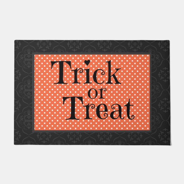 Paillasson Points noirs et oranges Fun Trick ou Treat (Devant)