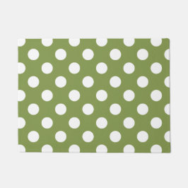 Paillasson Pois blancs sur vert olive