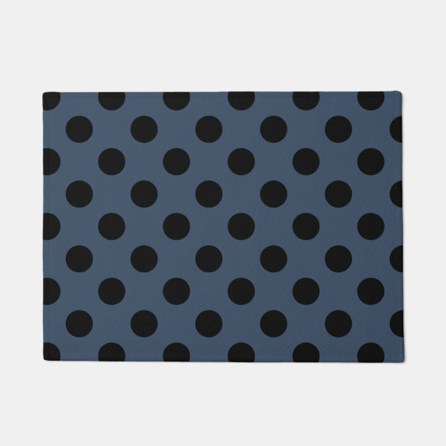 Paillasson Pois noirs sur gris-bleu (Devant)