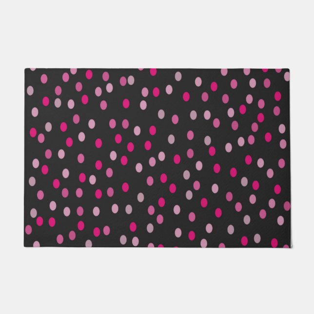 Paillasson Pois roses sur noir (Devant)
