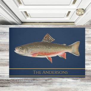 Paillasson Poisson vintage aquarelle truite motif