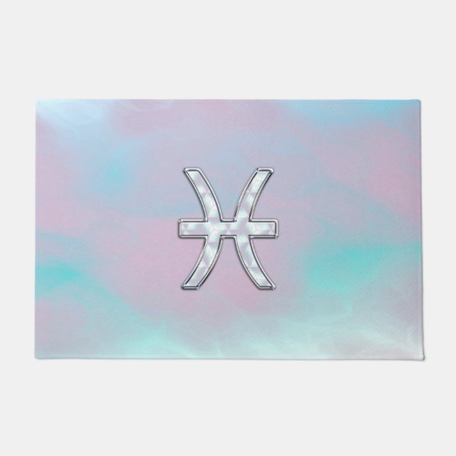 Paillasson Poissons Symbole Zodiaque Pastel Mère de style Pea (Devant)