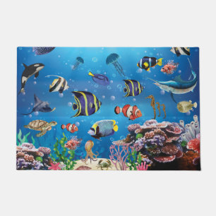 Paillasson Poissons tropicaux nageant Fond
