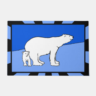 Paillasson Polar Bear Mom and Cub Peinture - Wildlife Art