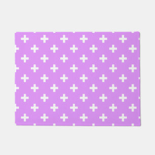 Paillasson Polka blanche croise sur lilas