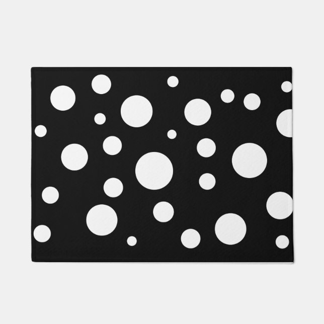 Paillasson Polka noir et blanc pointu de mat extérieur (Devant)