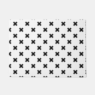 Paillasson Polka noire croise sur blanc