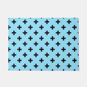 Paillasson Polka noire croise sur le bleu bébé