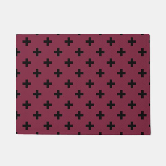Paillasson Polka noire croise sur mûrier (Devant)