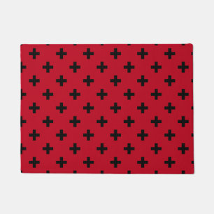 Paillasson Polka noire croise sur rouge