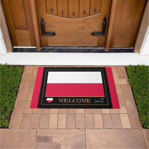Paillasson Pologne & Pologne Drapeau maison mats / sports Bie