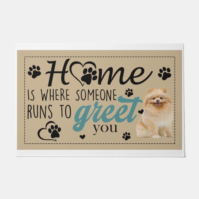 Paillasson Pomeranian Home Est L'Endroit Où Quelqu'Un Se Rend (Devant)