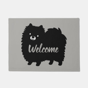 Paillasson Poméranie noire et blanche Chien mignon de Pommi