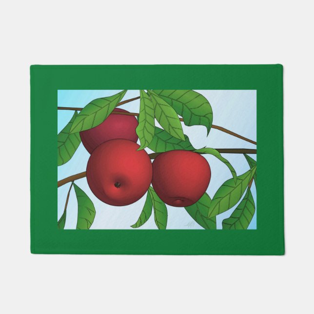 Paillasson Pommes sur une succursale Impression avec bordure (Devant)