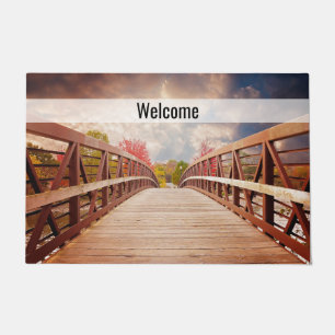 Paillasson Pont rustique en bois dans le pays Bienvenue