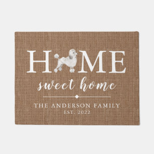 Paillasson Poodle blanc Accueil Sweet Home Porte personnalisé