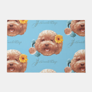 Paillasson Poodle de jouet avec Fleur et Illustration télépho