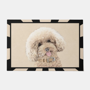 Paillasson Poodle Miniature Toy Apricot Crème Chien Brown Art