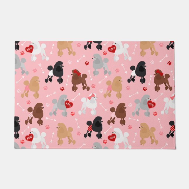 Paillasson Poodle Valentine Pattern (Devant)