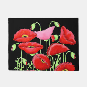 Paillasson Poppies Roses Rouges Art Décoratif Personnalisé No