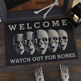 Paillasson Pormat de bienvenue d'Halloween | Attention aux os
