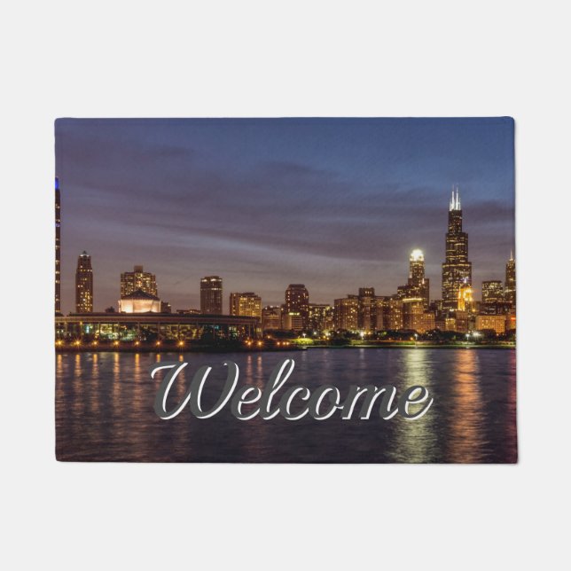 Paillasson Port de bienvenue de la nuit de Chicago (Devant)