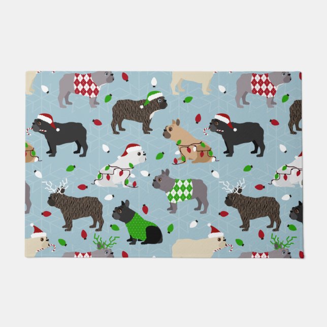 Paillasson Porte-chien français de Noël (Devant)