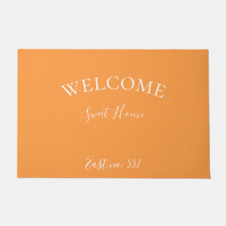Paillasson Porte d'accueil moderne orange personnalisé