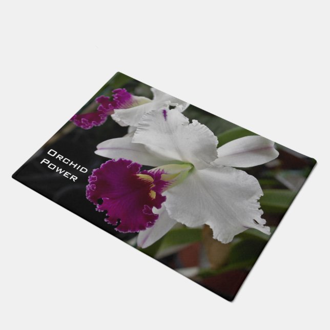 Paillasson Porte d'alimentation orchidée personnalisée (Incliné)