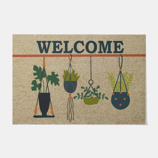 Paillasson Porte de bienvenue tropicale | Conception Plante (Devant)