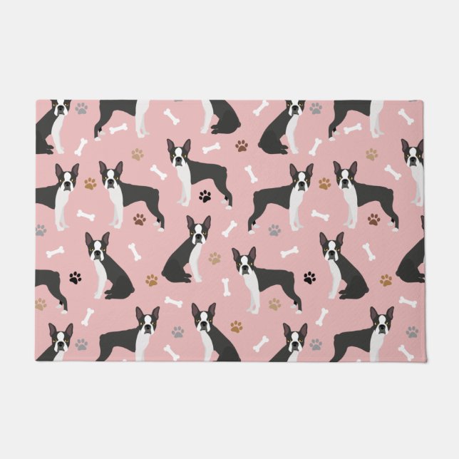 Paillasson Porte de Boston Terrier Bones and Paws (Devant)