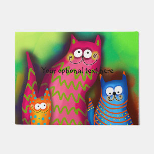 Paillasson Porte de chat colorée d'art funky Mat