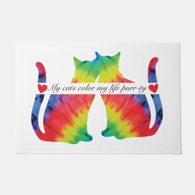 Paillasson Porte de chats colorés (Devant)