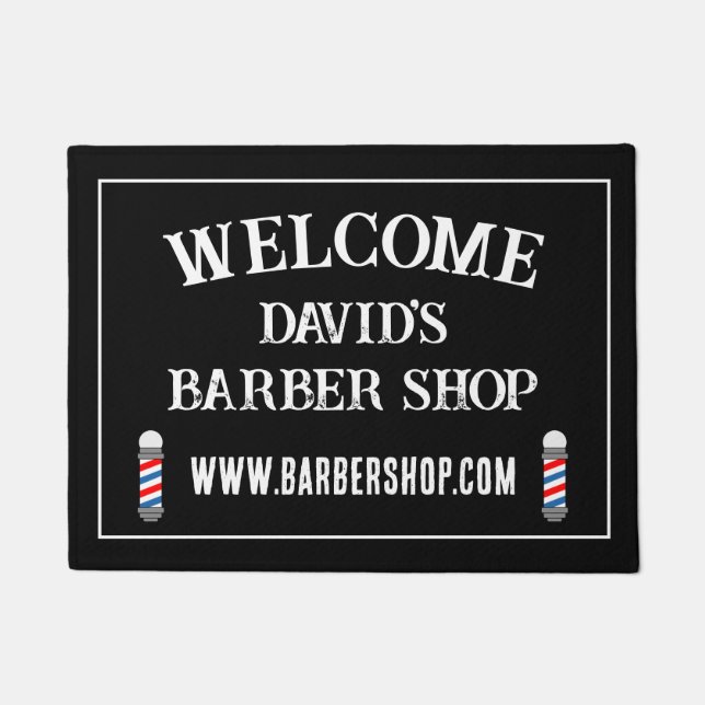 Paillasson Porte de magasin de barbier personnalisé avec pann (Devant)