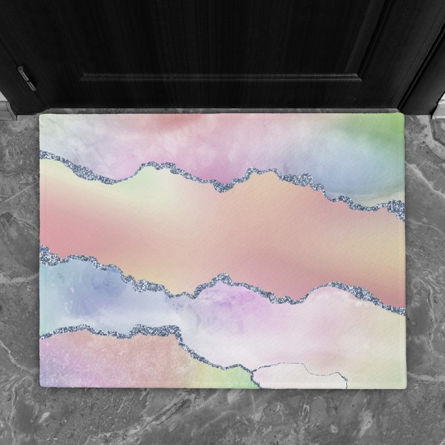 Paillasson Porte de pêche | Pretty Soft Pastel Aquarelle Ombr (Créateur téléchargé)