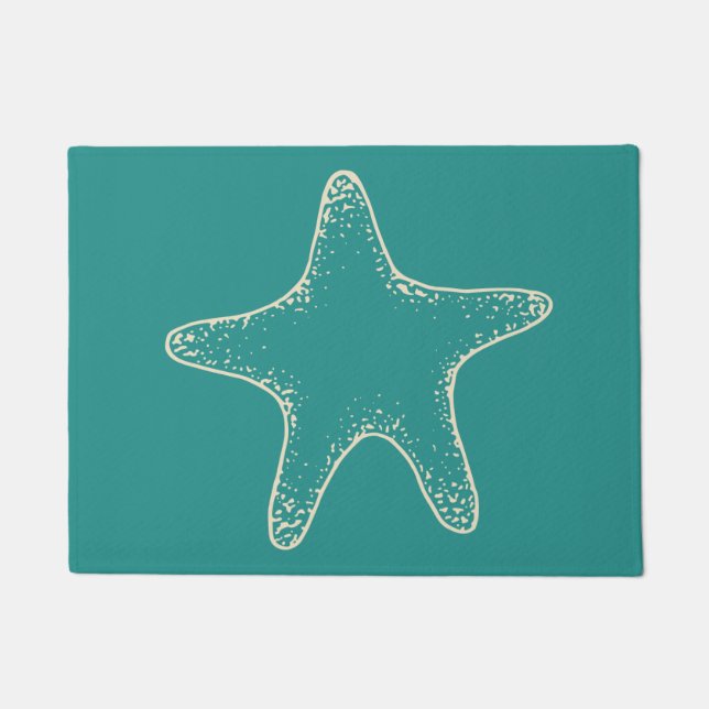 Paillasson Porte de poisson étoilé turquoise (Devant)