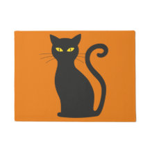 Porte d'Halloween avec chat noir