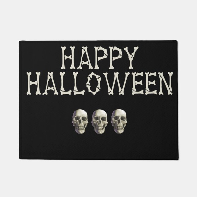 Paillasson Porte d'Halloween/Mat/Crâne de bienvenue (Devant)