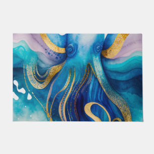 Paillasson Porte d'octopus bleu turquoise