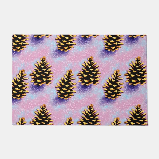 Paillasson Porte en Pinecones d'or (Devant)