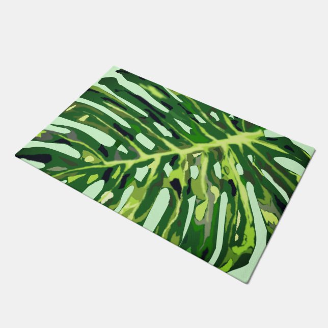 Paillasson Porte Feuille de Monstera Tropical (Incliné)