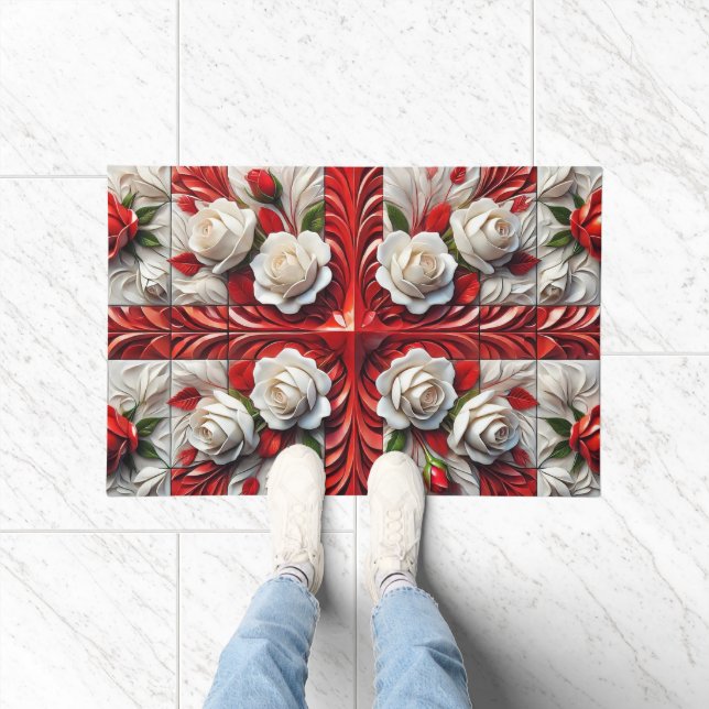 Paillasson Porte Mat avec design Rose anglais (Intérieur)