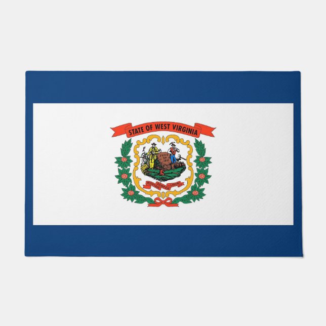 Paillasson Porte Mat avec Drapeau de Virginie-Occidentale, US (Devant)