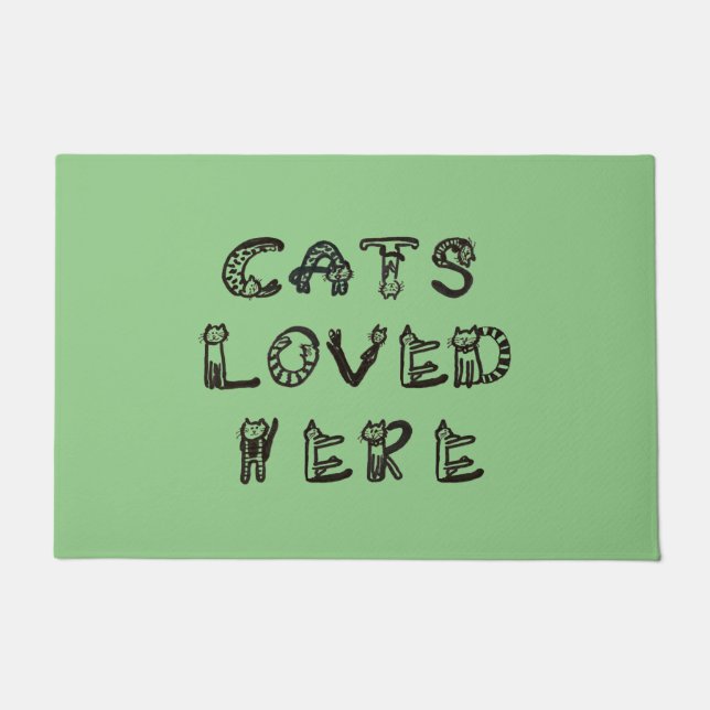 Paillasson Porte Mat - Chats aimés ici (Devant)