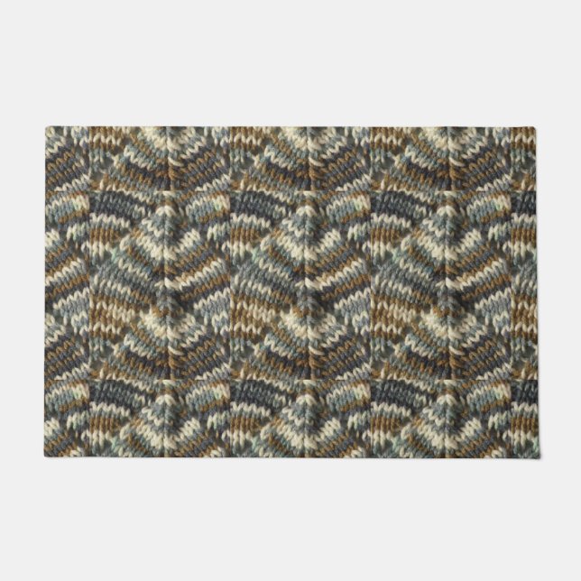 Paillasson Porte Mat - Motif Knit Leaf (Devant)